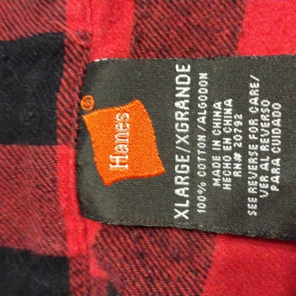 Hanes unisex red flannel size Xl big one get one - Picture 3 of 4